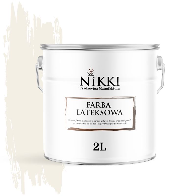 Farba Lateksowa Wewnętrzna Ściany i Sufity NIKKI Biel złamana w beż H3884 Głęboki Mat 2L