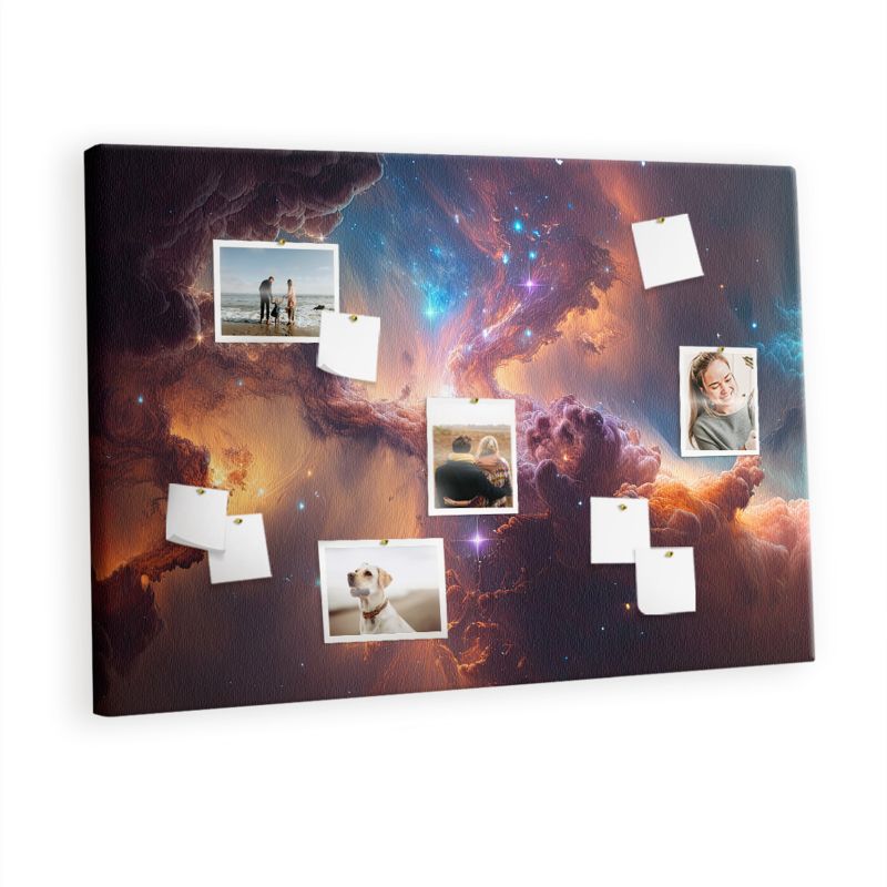Ozdobna Tablica Korkowa Tulup 120x80 cm Świat gwiazdy kosmos Nowoczesna tablica Pinezki drewniane 1 kpl