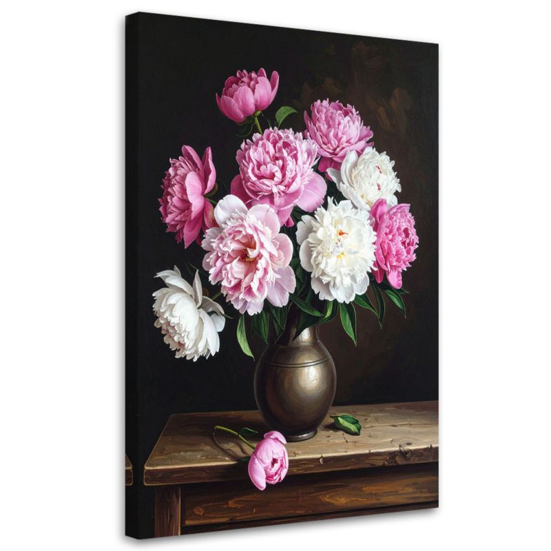 Obraz pionowy do salonu sypialni jadalni Feeby Piwonie różowy bukiet kwiatów 40x60cm 1szt