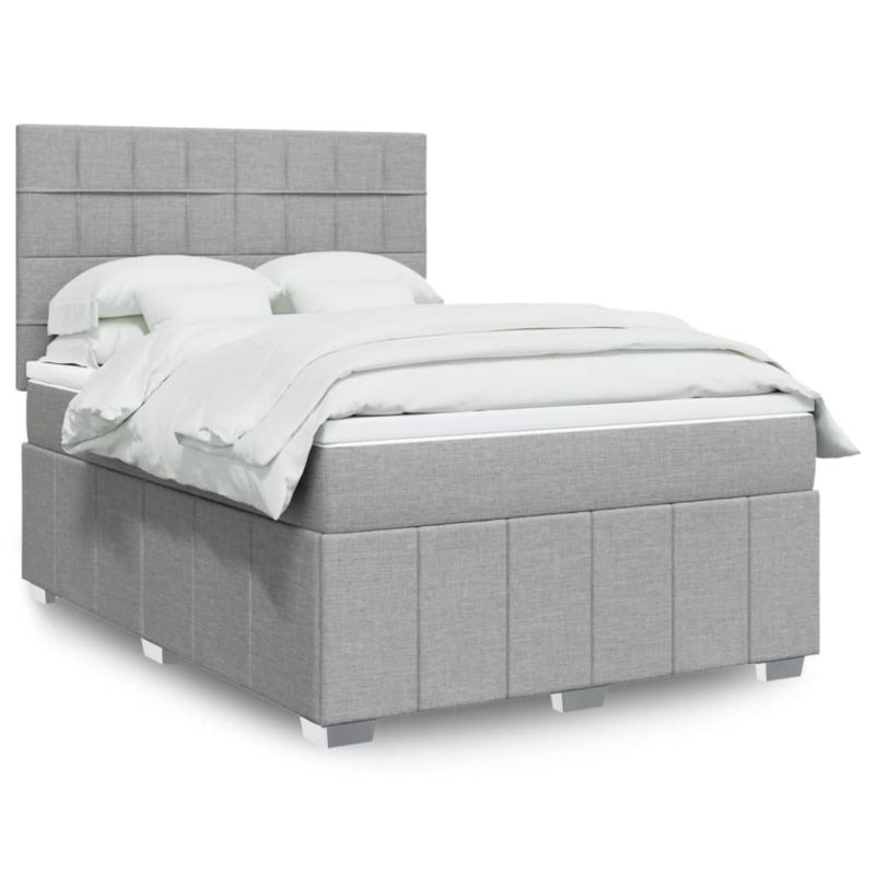 Łóżko z materacem WaszeMeble 140x200 cm Jasnoszary tkanina z LED WM-3293991 1 szt.
