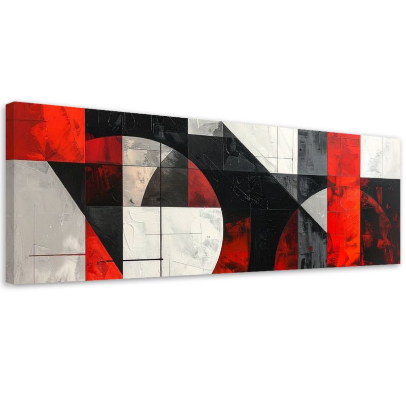 Obraz do salonu sypialni biura loftu Feeby Abstrakcja geometryczna czerwony szary 150x50cm 1szt
