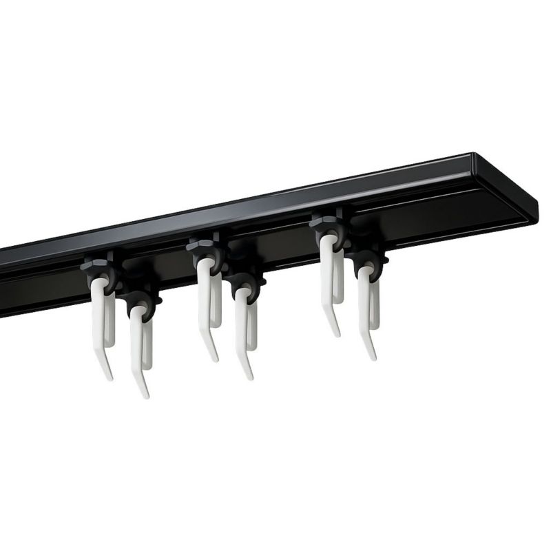 Szyna sufitowa SLIM KLIK Kowalski 2-torowa aluminiowa czarna 690 cm z agrafkami 1 kpl.