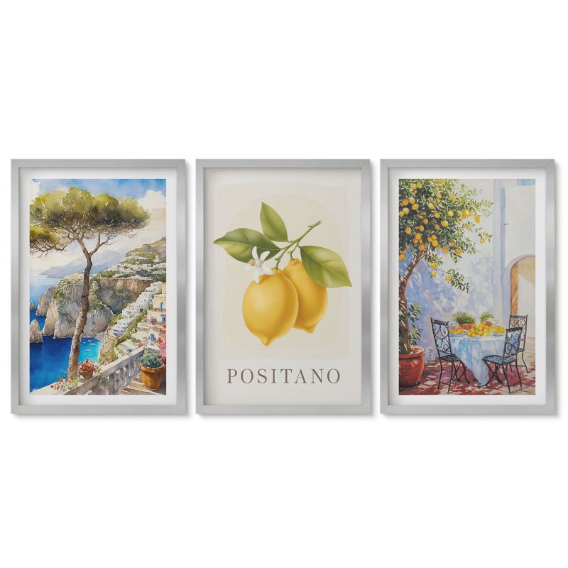 Obrazy w srebrnej ramie Tulup 40x60 cm Widoki Positano z cytrynami Stylowa galeria nad biurko 1 kpl