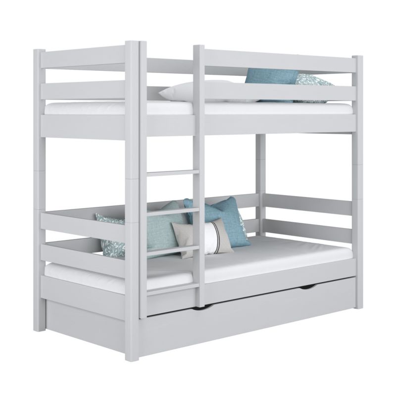 Drewniane łóżko N-WOOD piętrowe z szufladą N01 popielaty 90x190 1szt.