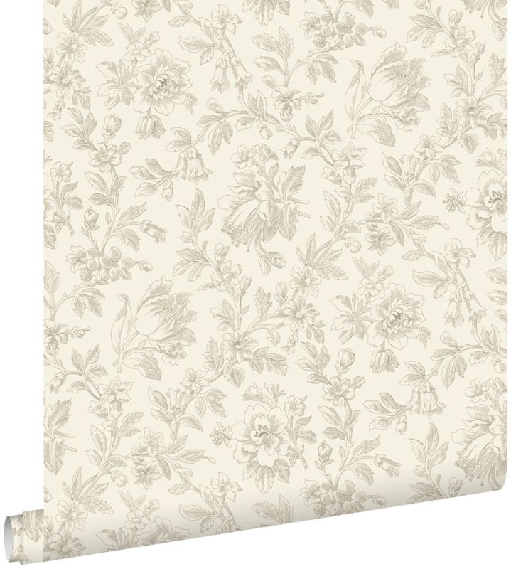 Tapeta ESTAhome eleganckie kwiaty brązowym 53 cm x 10.05 m - 1 rol.
