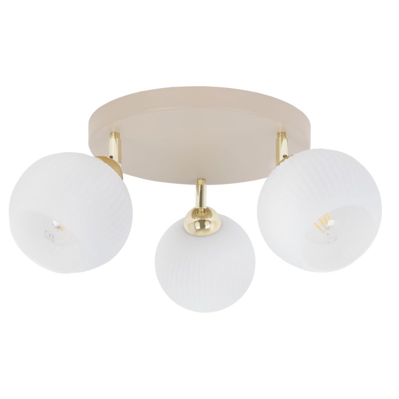 Lampa sufitowa Light Home LH Riffle okrągła 3xE27 kaszmir/złoty klosz biały 14cm kula 1szt.