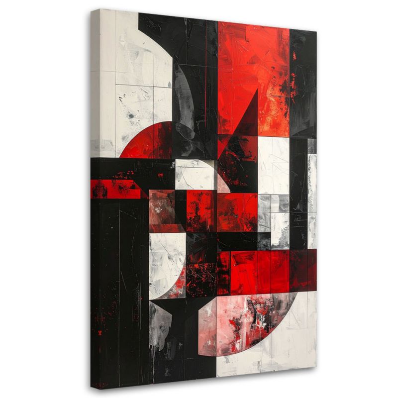 Obraz do salonu sypialni Feeby Abstrakcja tekstura koła kształty czarno czerwony 80x120cm 1szt