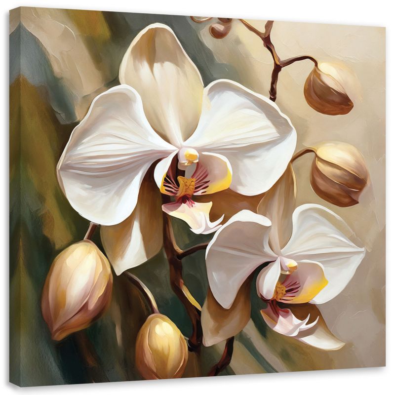 Obraz do salonu sypialni Feeby Orchidea Malowana Beżowy 60x60 cm 1szt