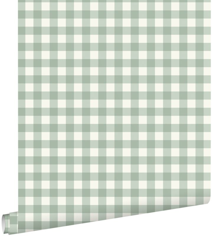Tapeta ESTAhome motyw kratki miętowej zieleni 50 x 900 cm - 1 rol.
