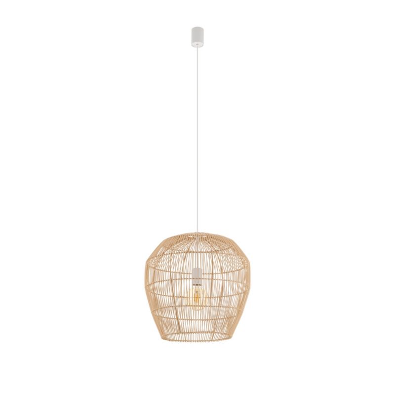 Lampa wisząca Nowodvorski Lighting Haiti S naturalne drewno-biała wym: 160 x 43 x 43 cm 1xE27 x 25W 1 szt.