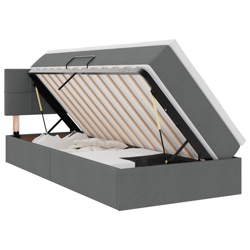 Łóżko Kontynentalne WaszeMeble z Materacem 90x190 cm Szare WM-3370483 1 szt.