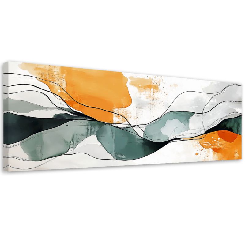 Obraz na płótnie Feeby Abstrakcja Linie Plamy Pomarańczowy Turkus Minimalizm 120x40cm 1szt