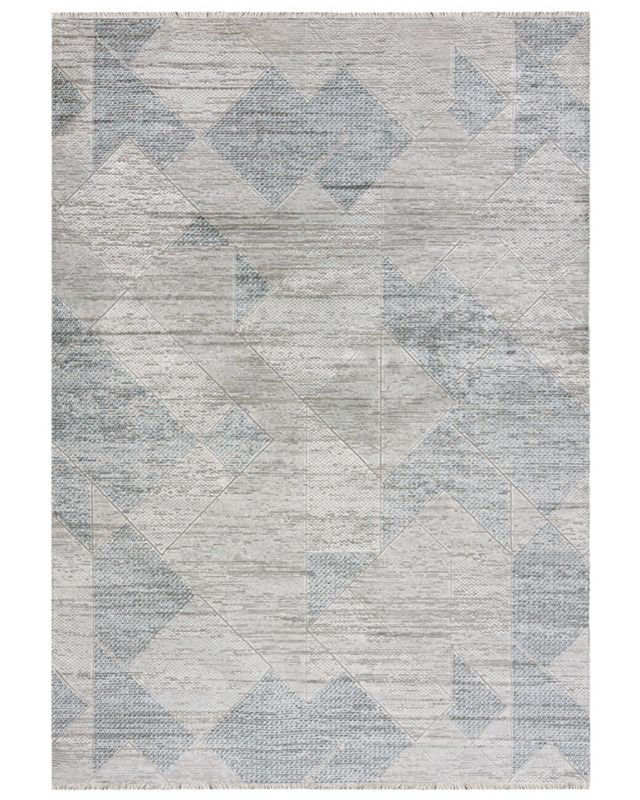 Nowoczesny dywan, geometryczny 80x300cm Bari Filo Blu Mazovia - granatowy, kremowy, szary, na ogrzewanie podłogowe, 1szt.