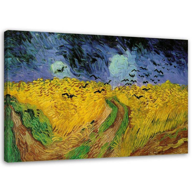 Obraz na płótnie Feeby Pole pszenicy z krukami - V. van Gogh reprodukcja 90x60cm 1szt