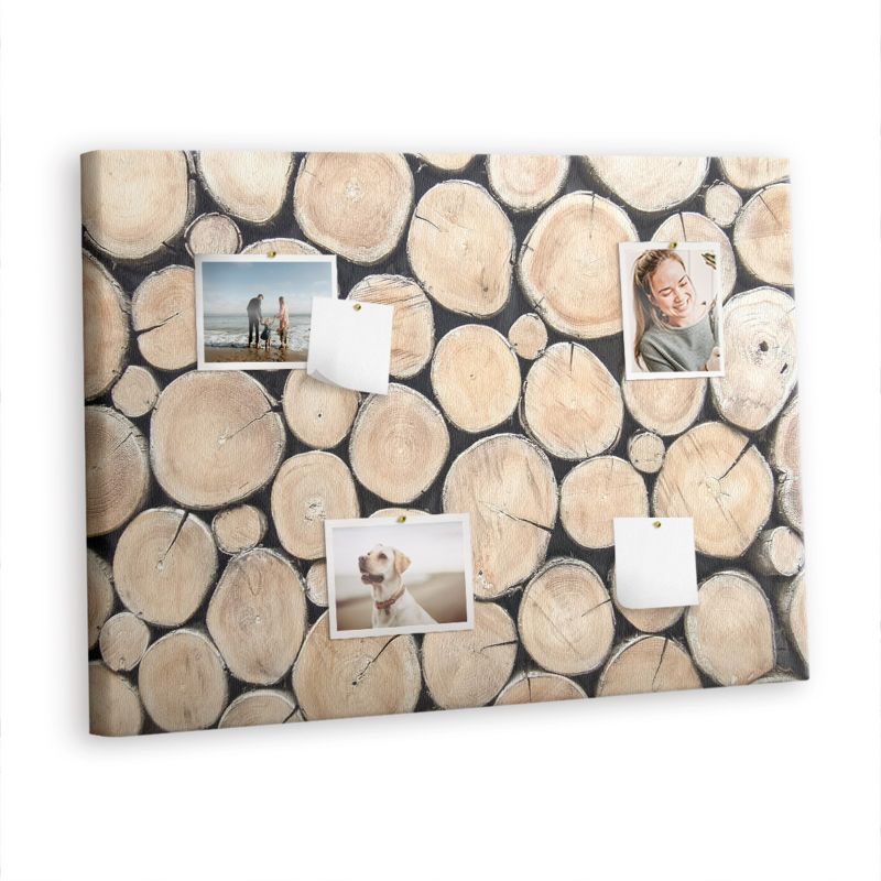 Tablica Korkowa Do Biura Pokoju Tulup 100x70 cm Ścięte drzewa pieńki Pinezki metaliczne 1 kpl