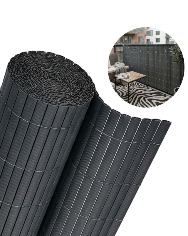 Osłona na Balkon Taras Aperto Antracite Mazovia Całoroczna, Odporna UV Mata na Ogrodzenie, ryflowana szara PCV 100x300 cm 1 szt.