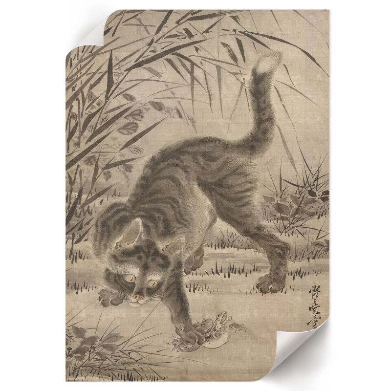 Plakat Do Salonu ArtPrintCave 29,7x42 cm Kot łapiący żabę Kawanabe Kyosai 1 szt.