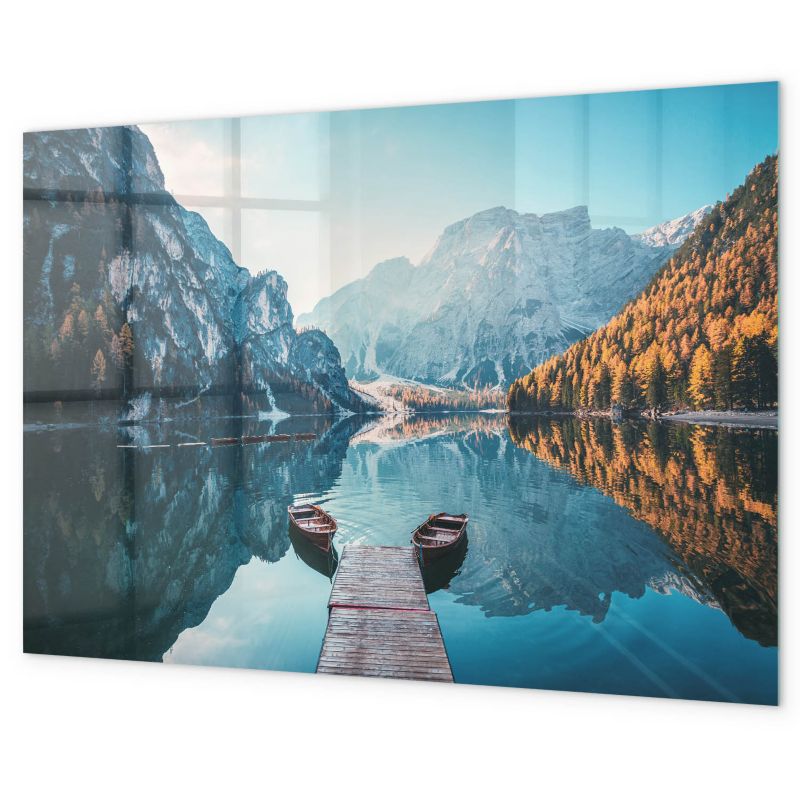 Szklana Tablica Magnetyczna Tulup 100x70 cm Łódki na jeziorze Na notatki i zdjęcia 1 kpl