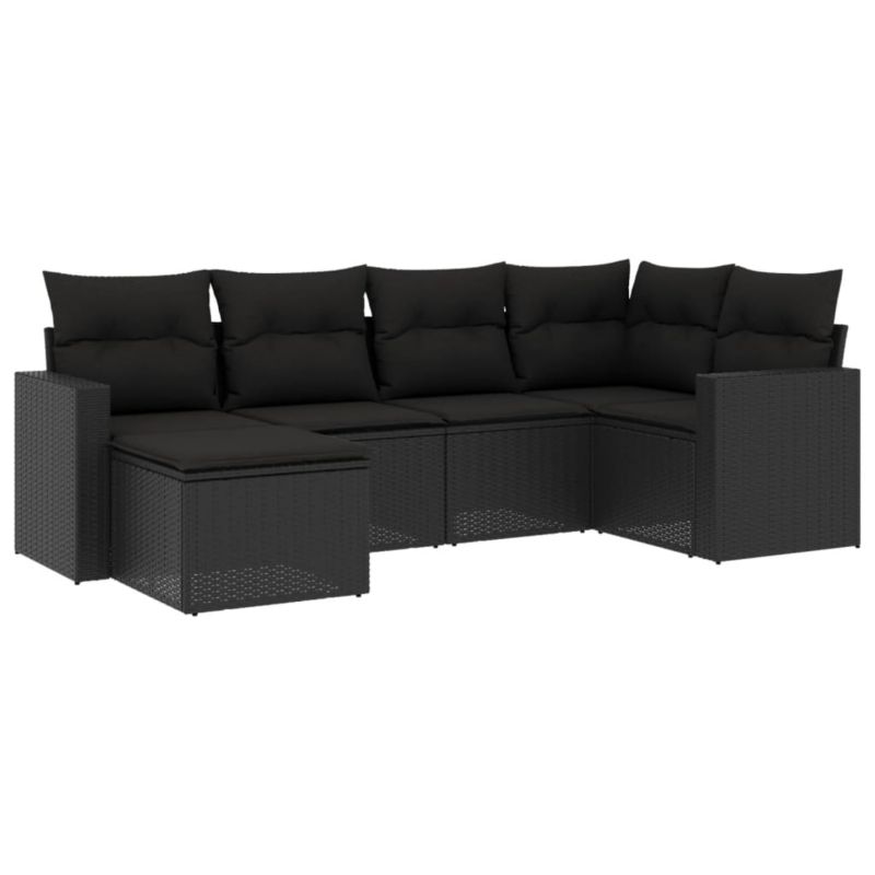 Zestaw mebli ogrodowych WaszeMeble 6-cz. z technorattanu czarny z poduszkami WM-3251592 1 kpl