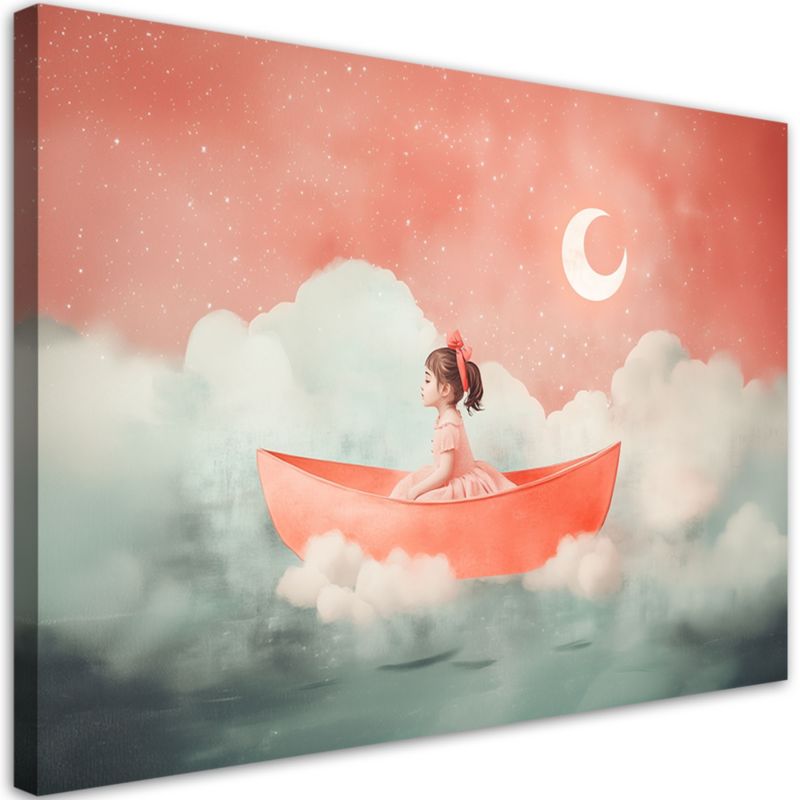 Obraz do pokoju dziecka Feeby Dziewczynka w łódce w chmurach 60x40cm 1szt