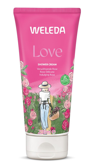 WELEDA Love, kremowy płyn pod prysznic z różą, 200 ml