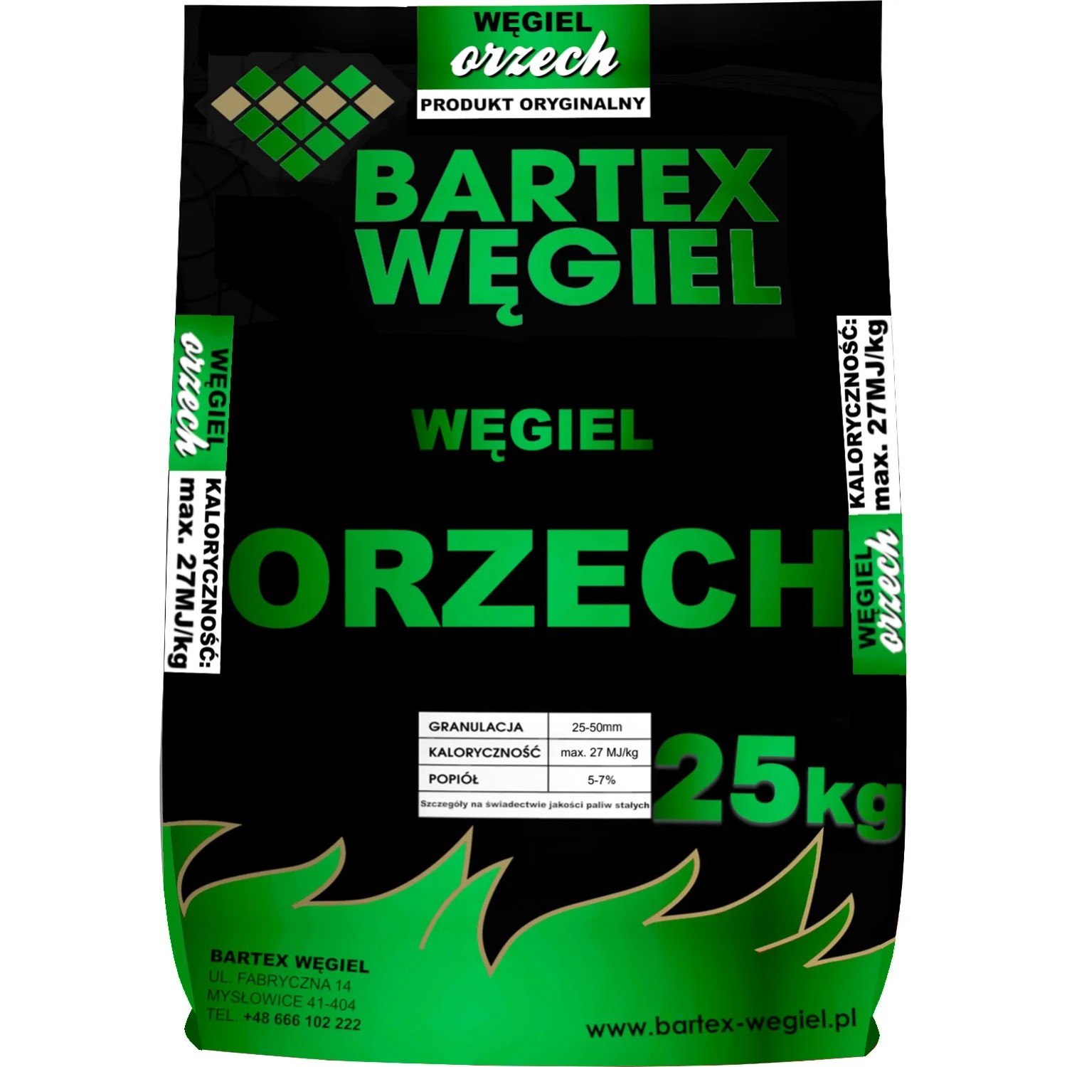 Węgiel Orzech max. 27 MJ 25 kg