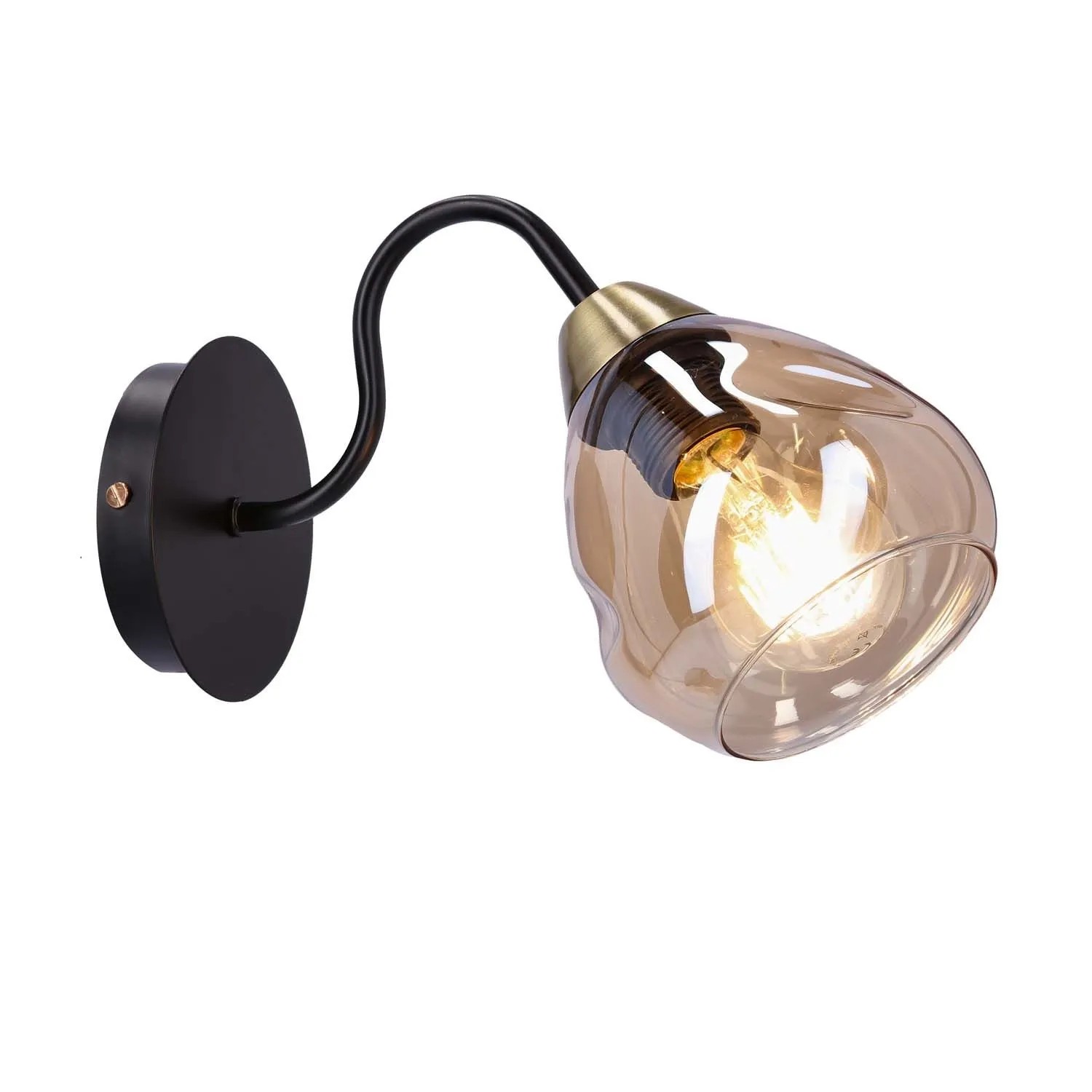 Candellux Kinkiet UNICA czarno-złoty 1xE27 40W klosz dymiony