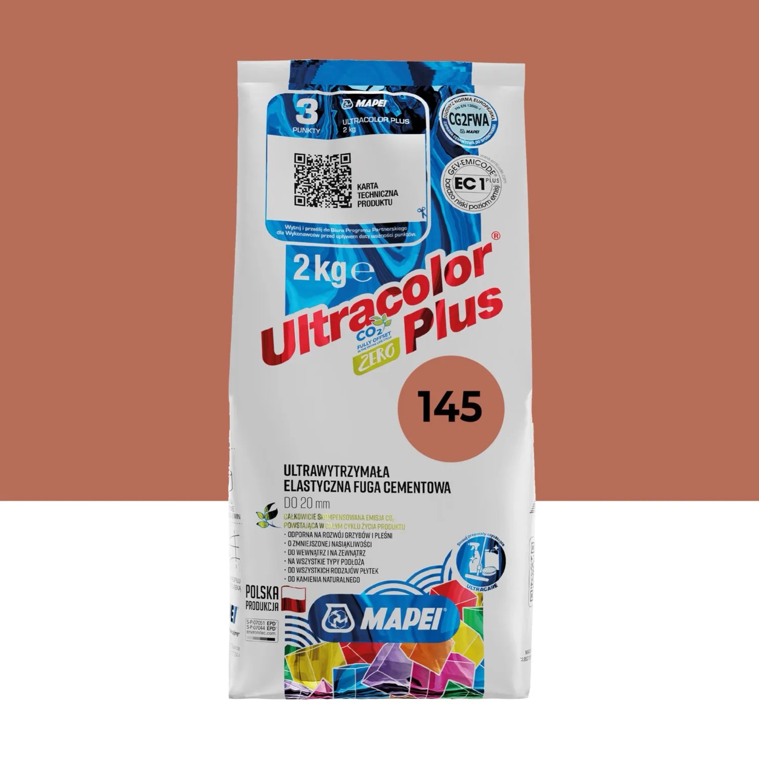 Mapei Fuga elastyczna UltraColor Plus 145 ceglasty
