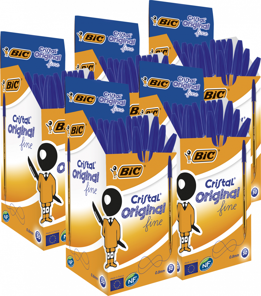 5x Długopis jednorazowy Bic Cristal Fine 0.8mm, 50 sztuk, niebieski