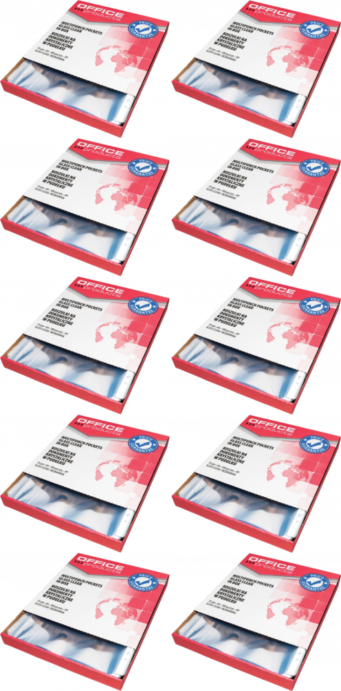5x Koszulki krystaliczne Office Products, w kartoniku, A4, 55μm, 100 sztuk, przezroczysty