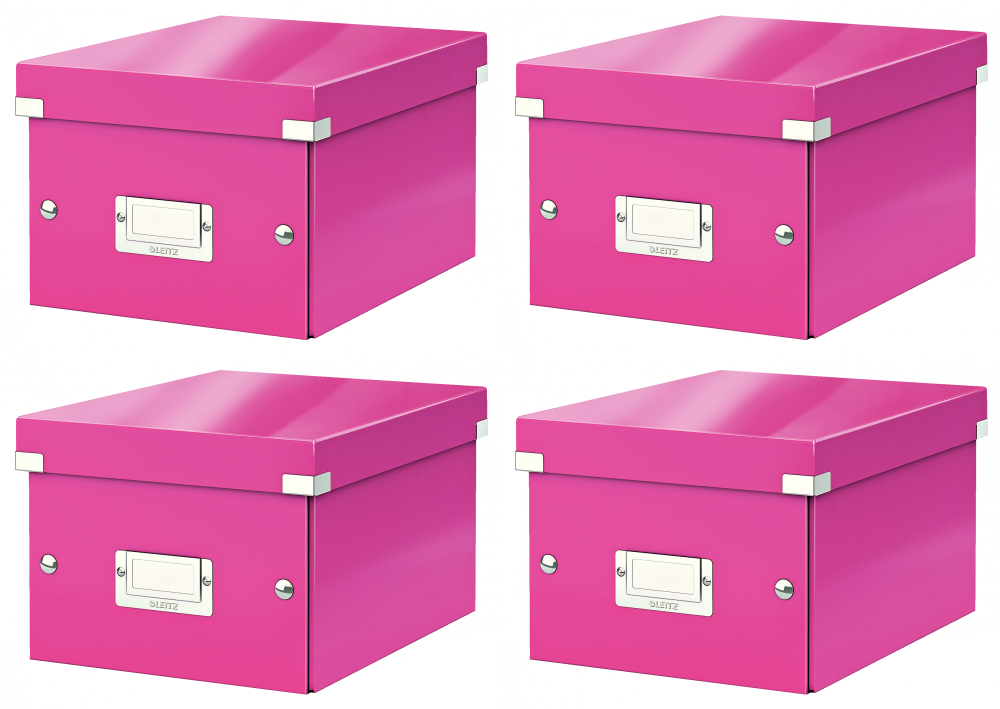 4x Pudełko do przechowywania Leitz Click&Store Wow, A5, różowy