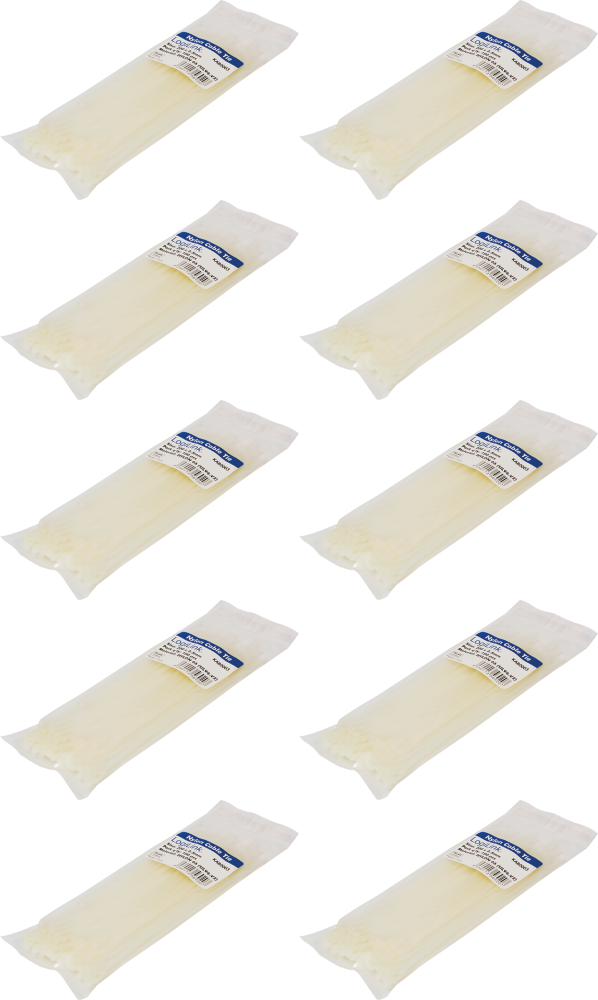 10x Opaski zaciskowe LogiLink, 150x2.5mm, 100 sztuk, biały