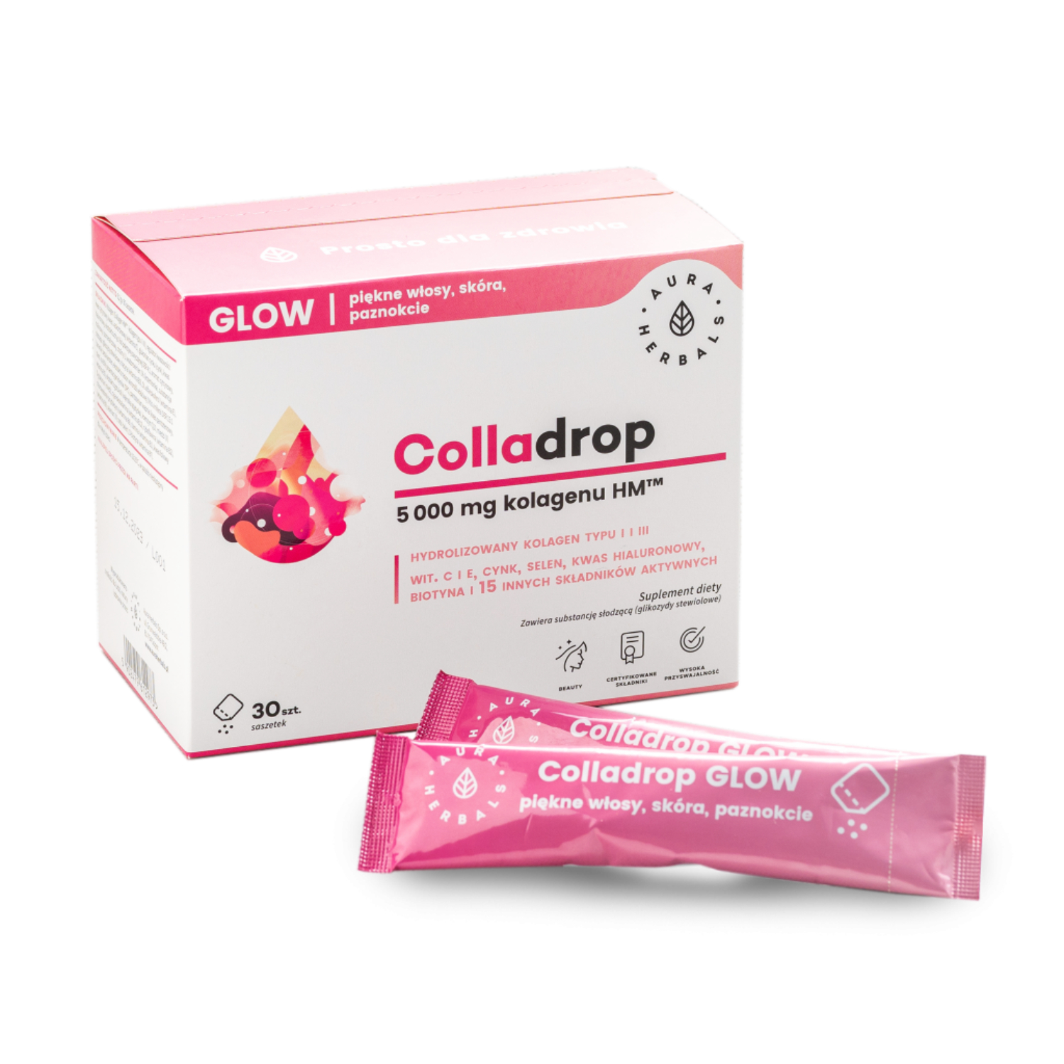 Aura herbals colladrop glow, 30 saszetek