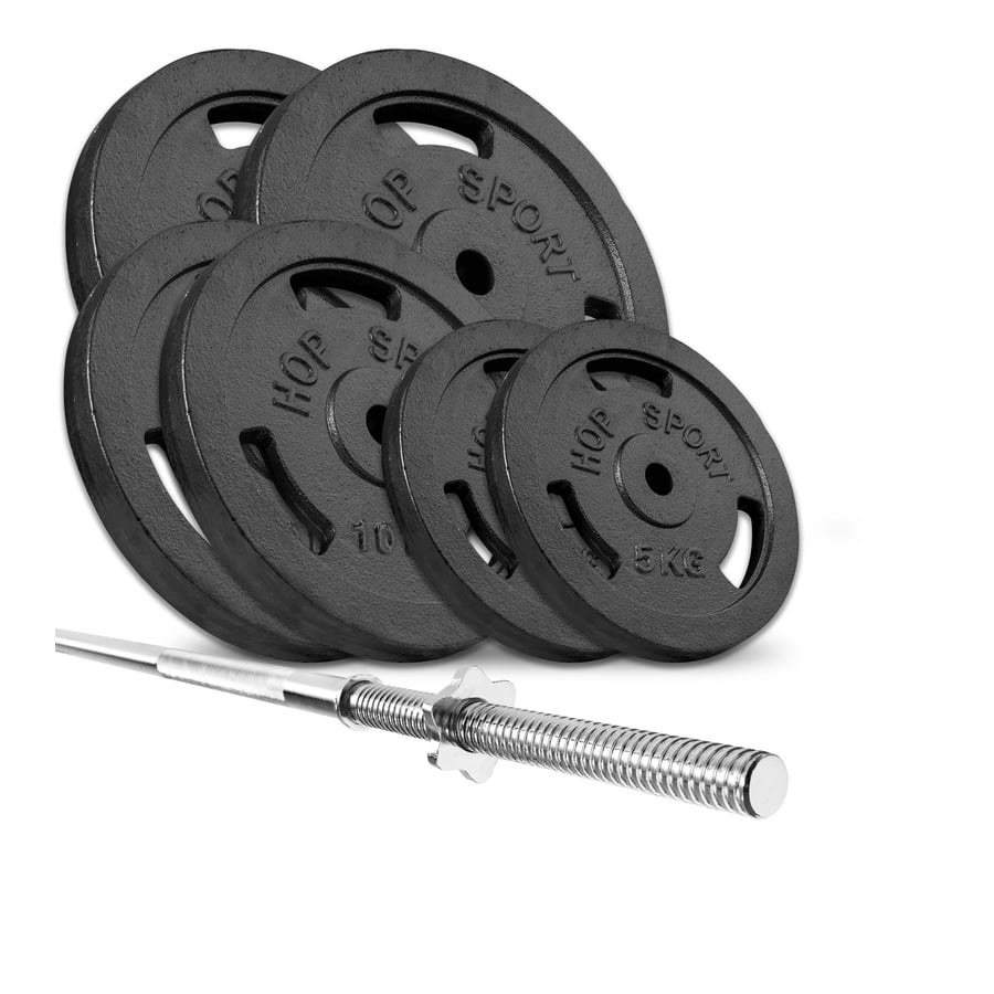 Gusseisen Hantelset 69kg mit Langhantel