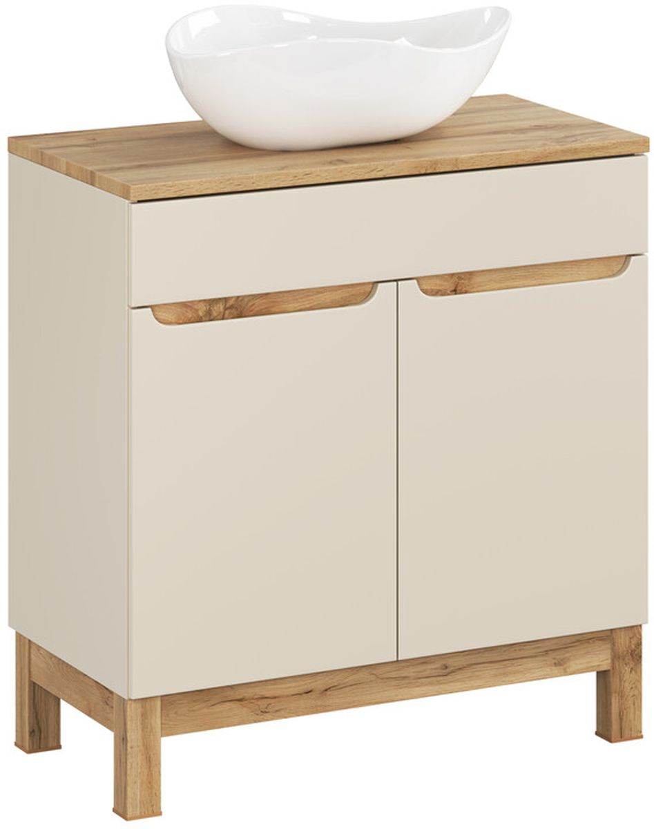 Comad Bali Cashmere zestaw meblowy 80 cm szafka stojąca z blatem i umywalka Cloud Free kaszmir/dąb/biały SET-BAC B WOTAN 80CM UN CLOUD