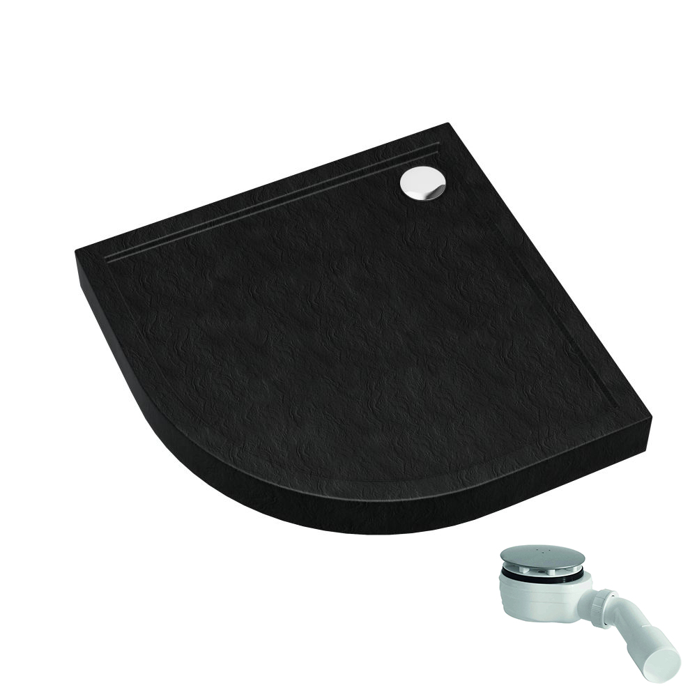 Schedpol Competia New Black Stone brodzik półokrągły 80x80 cm czarny 3.4633/C/ST