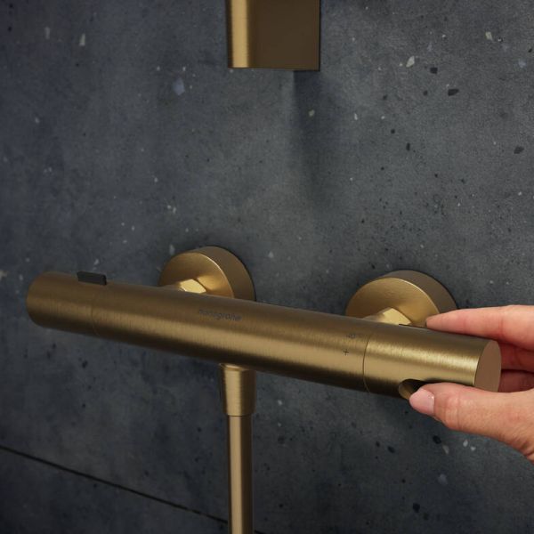 Hansgrohe Ecostat Fine bateria prysznicowa ścienna z termostatem brąz szczotkowany 13324140