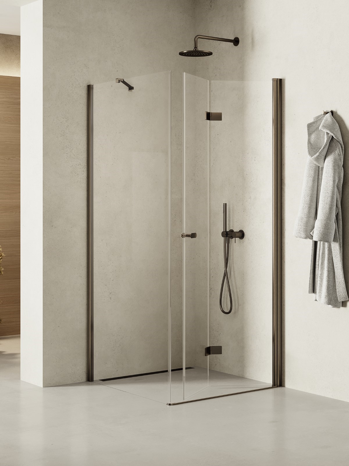 New Trendy New Soleo Gunmetal Brushed kabina prysznicowa 90x70 cm prostokątna grafitowy szczotkowany/szkło przezroczyste K-2229
