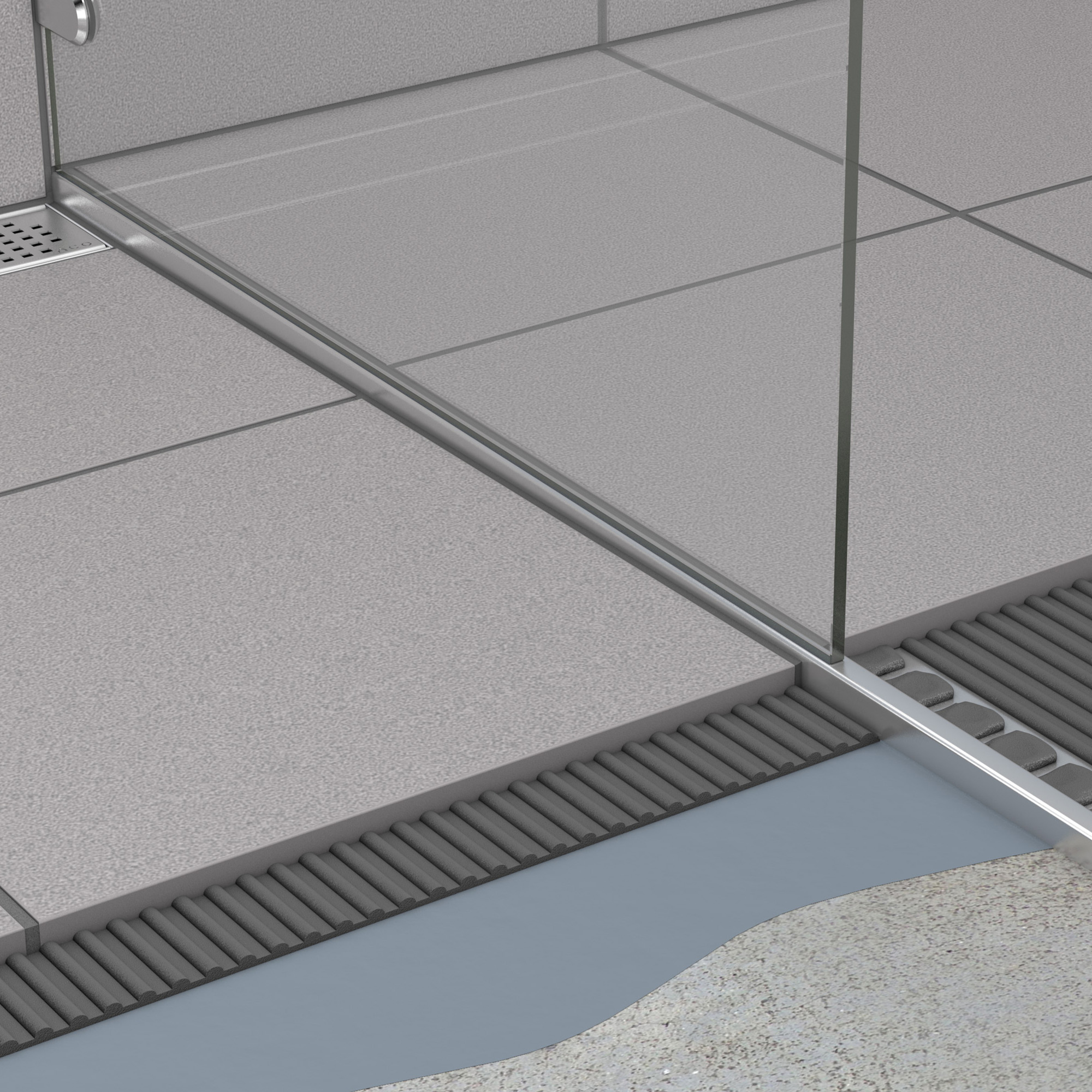 ACO ShowerStep listwa kształtująca spadek 99 cm wys. 1,25-3 cm lewa stal nierdzewna szczotkowana 9010.72.45