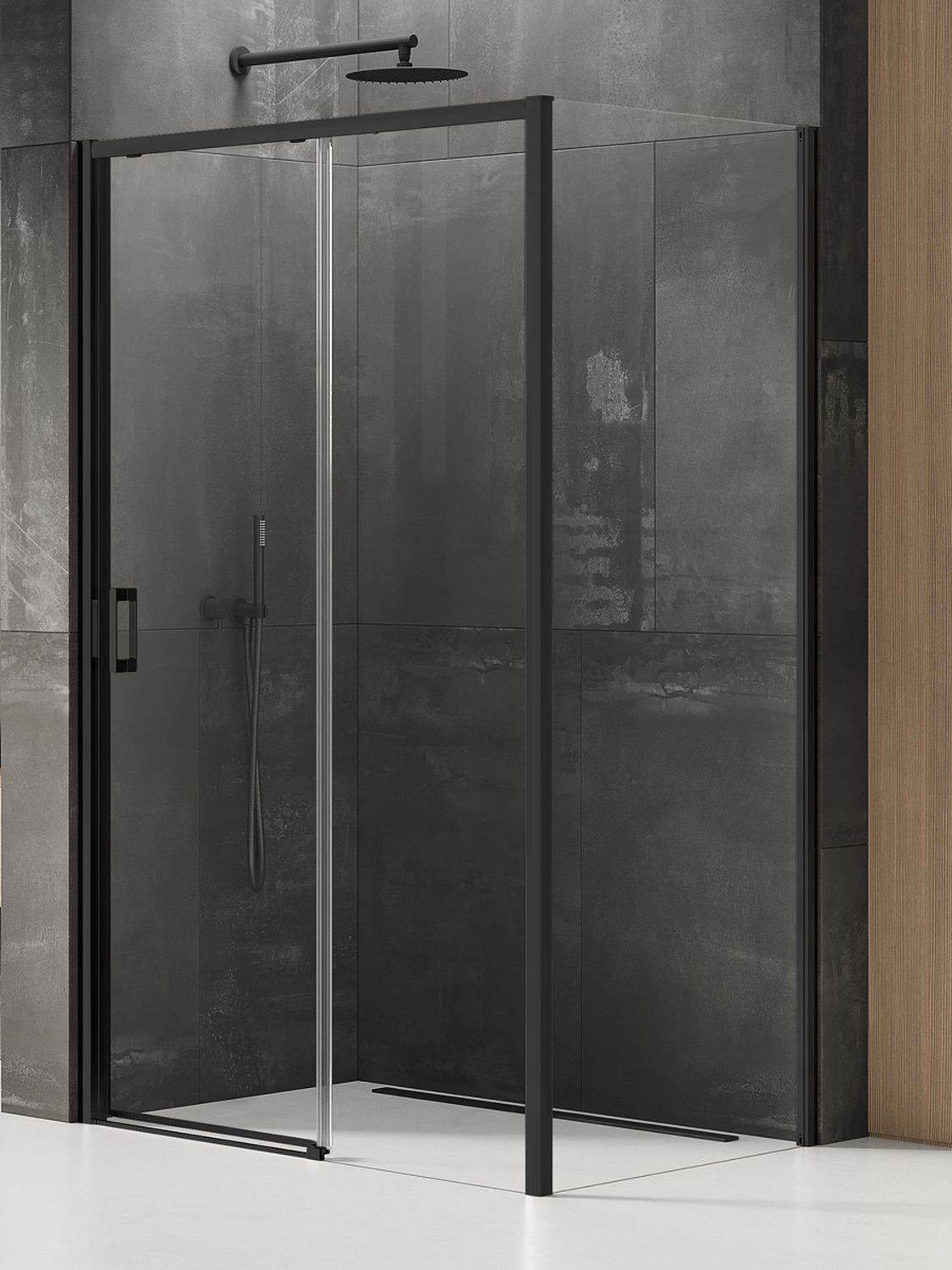 New Trendy Prime Black kabina prysznicowa 120x100 cm prostokątna prawa czarny mat/szkło przezroczyste K-1315
