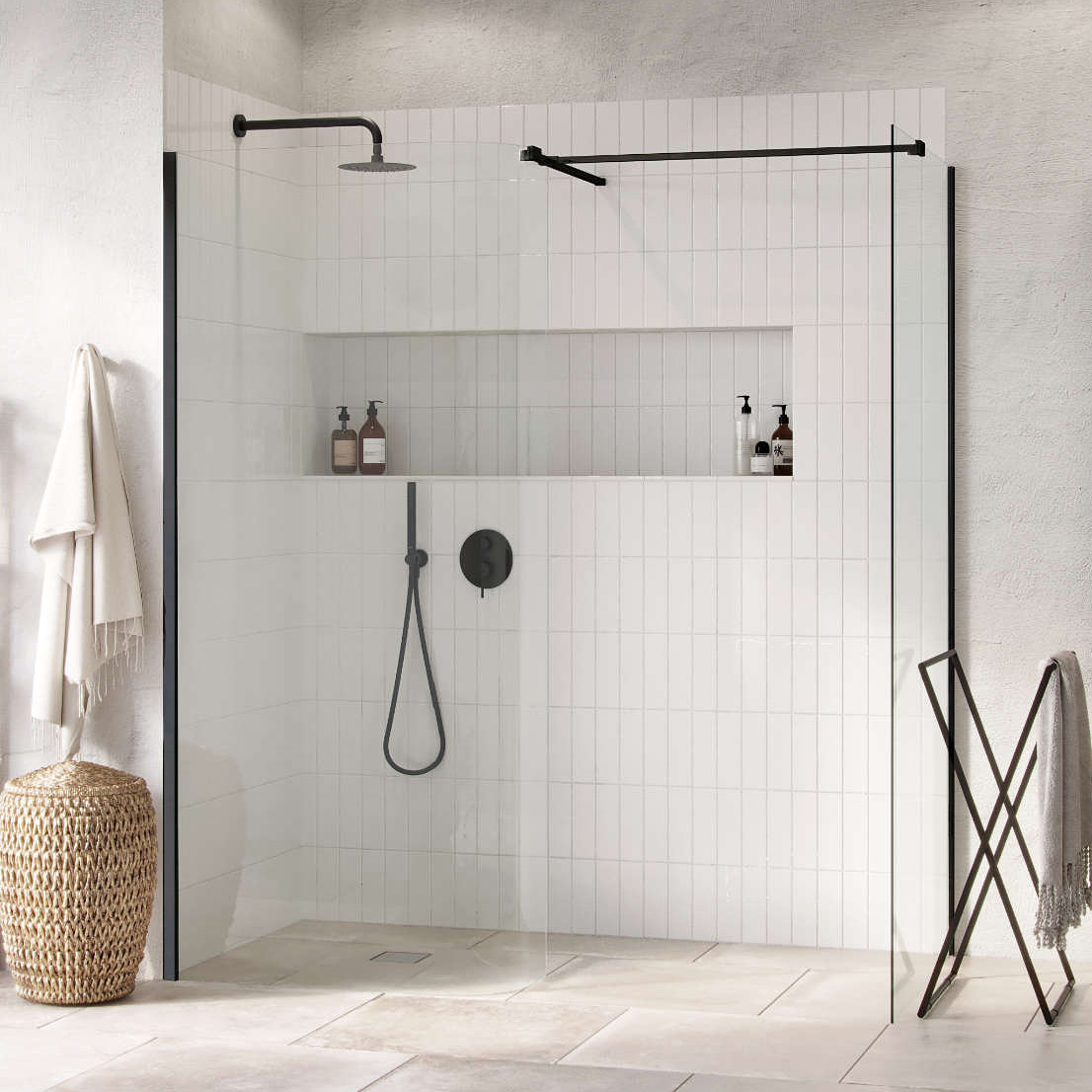 Excellent Vidoq ścianka prysznicowa walk-in 100 cm czarny mat/szkło przezroczyste KAEX.1506.1000.LP.BL