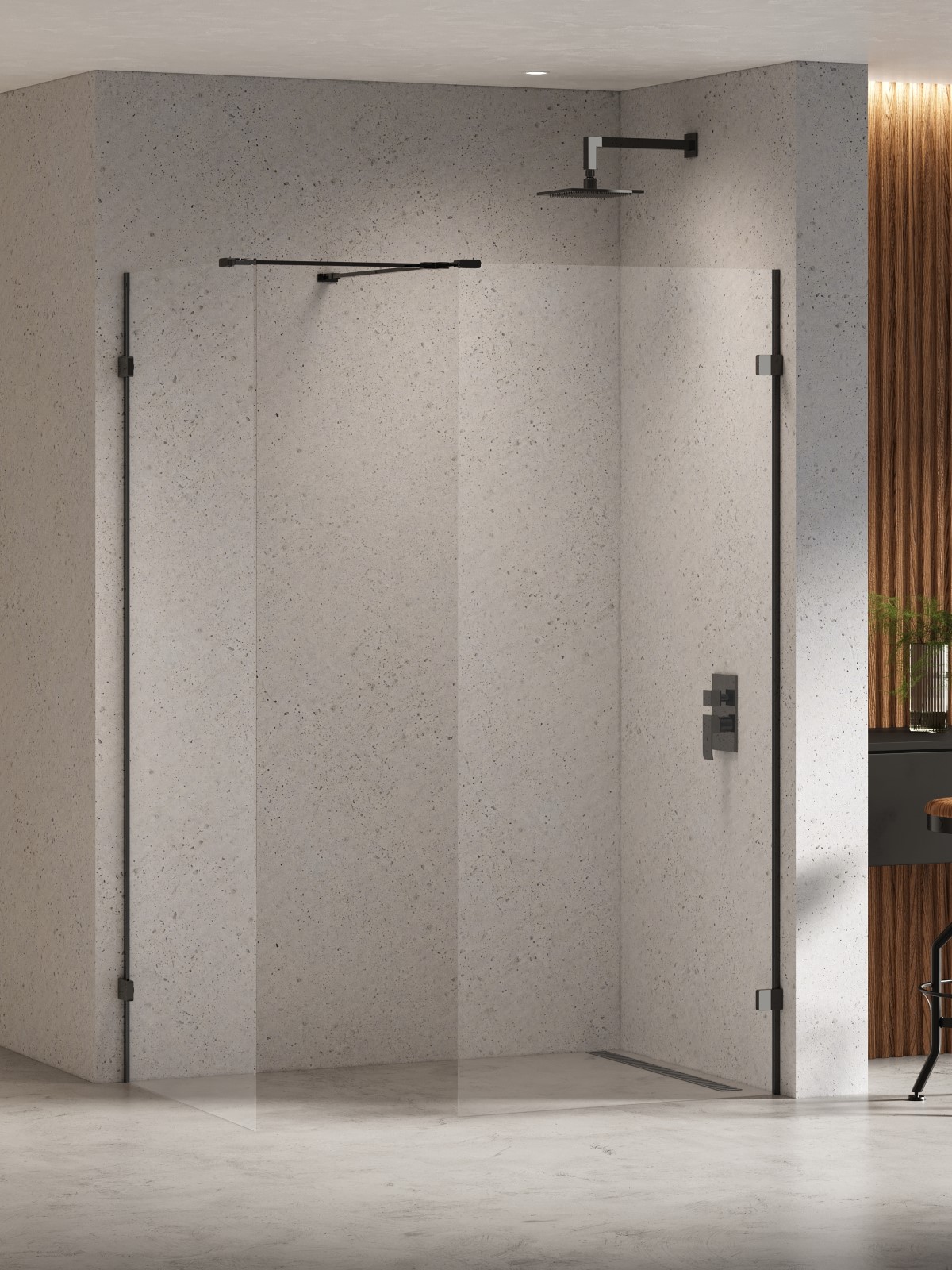 New Trendy Eventa Black Chrome kabina prysznicowa walk-in 130x80 cm czarny chrom połysk/szkło przezroczyste EXK-6338