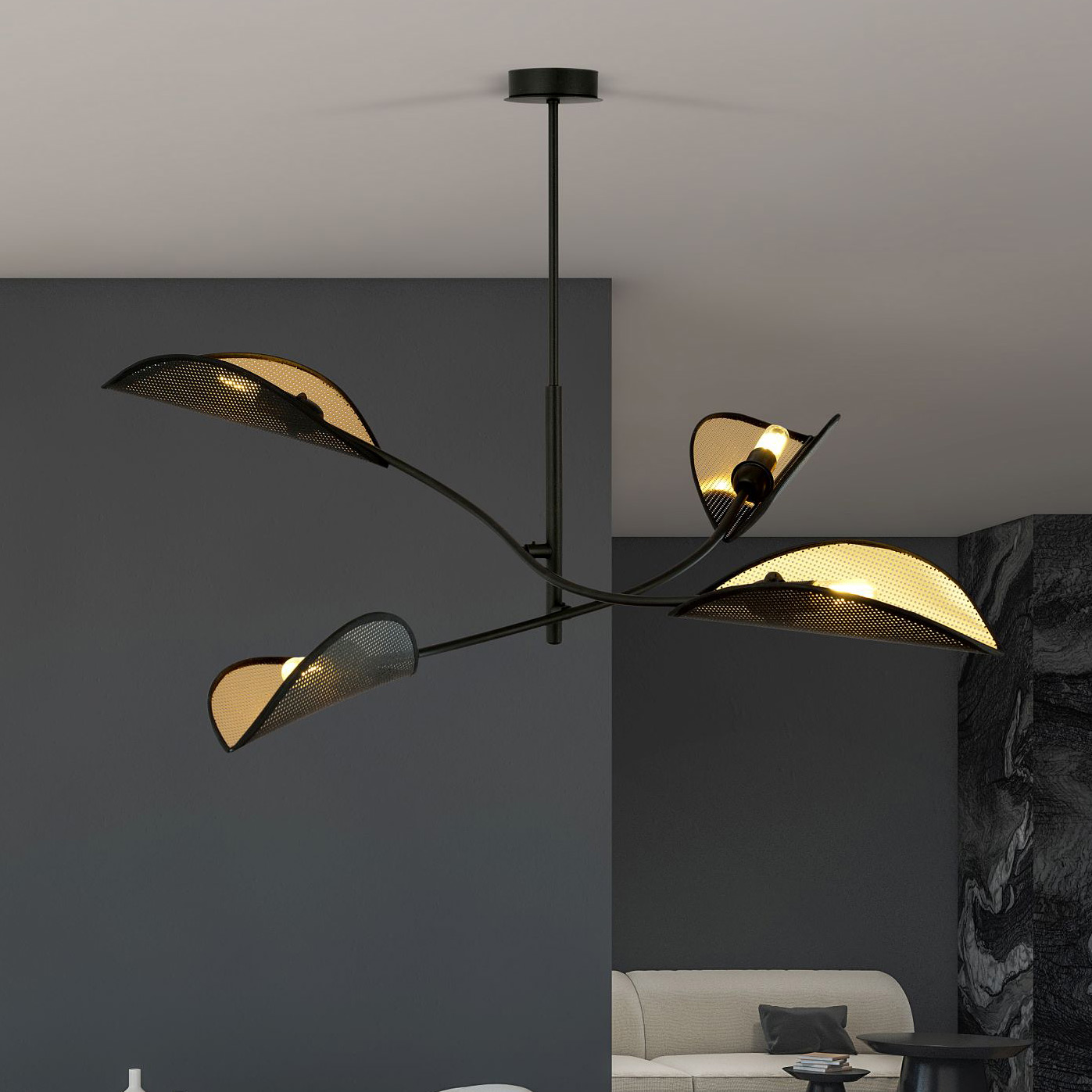 Emibig Lotus lampa podsufitowa 4x10 W czarna-złota 1106/4