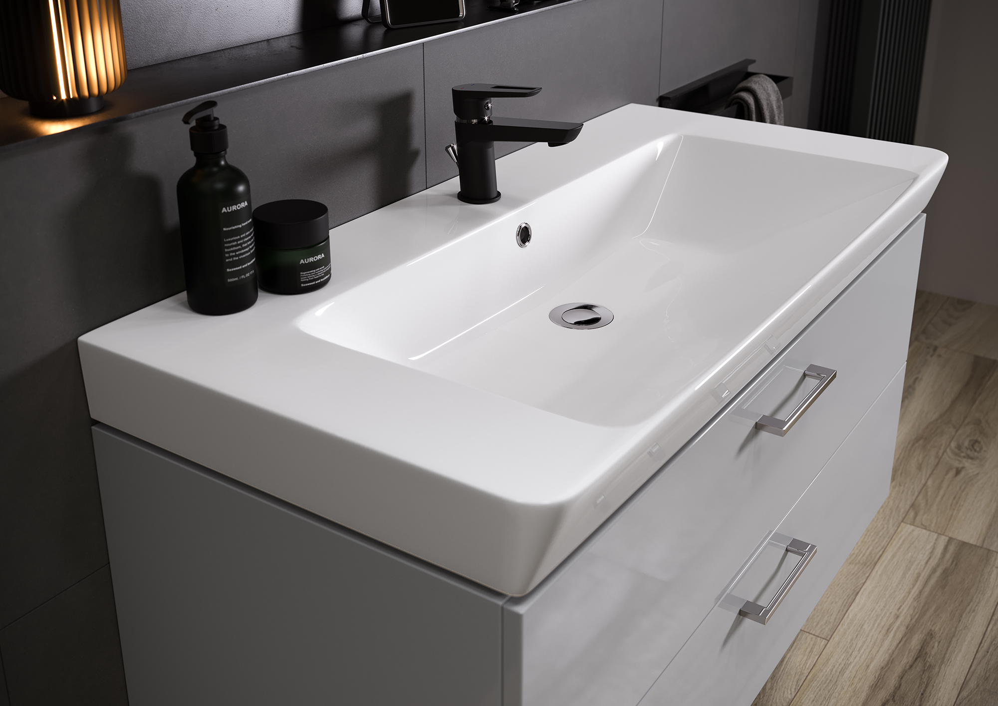 Cersanit Mille SET B350 umywalka z szafką Lara 80 cm szara S801-340-DSM