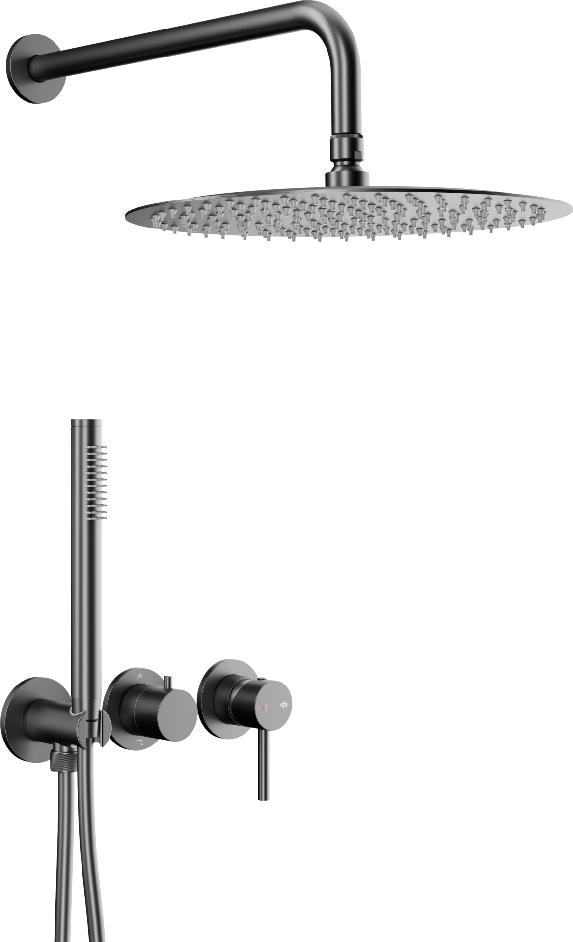 KFA Armatura Moza Gun Metal Grey zestaw prysznicowy podtynkowy z deszczownicą grafitowy 5039-511-61