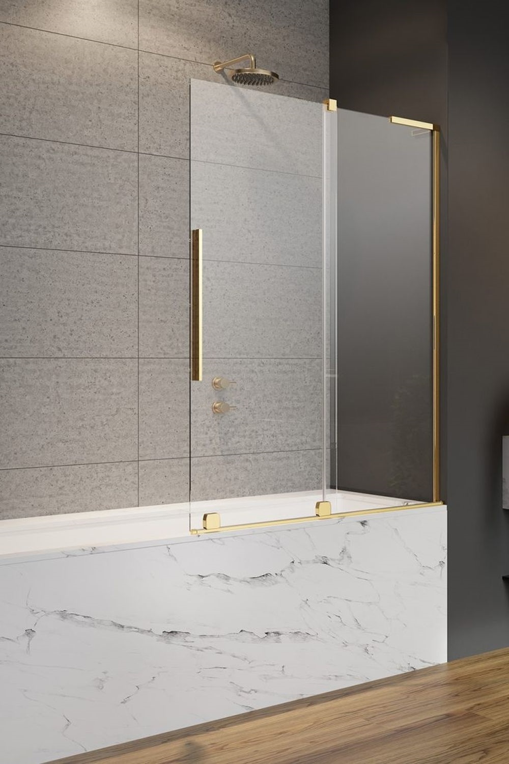 Radaway Furo SL Gold PND II parawan nawannowy 100 cm prawy złoty połysk/szkło przezroczyste 10309538-09-01R/10112494-01-01