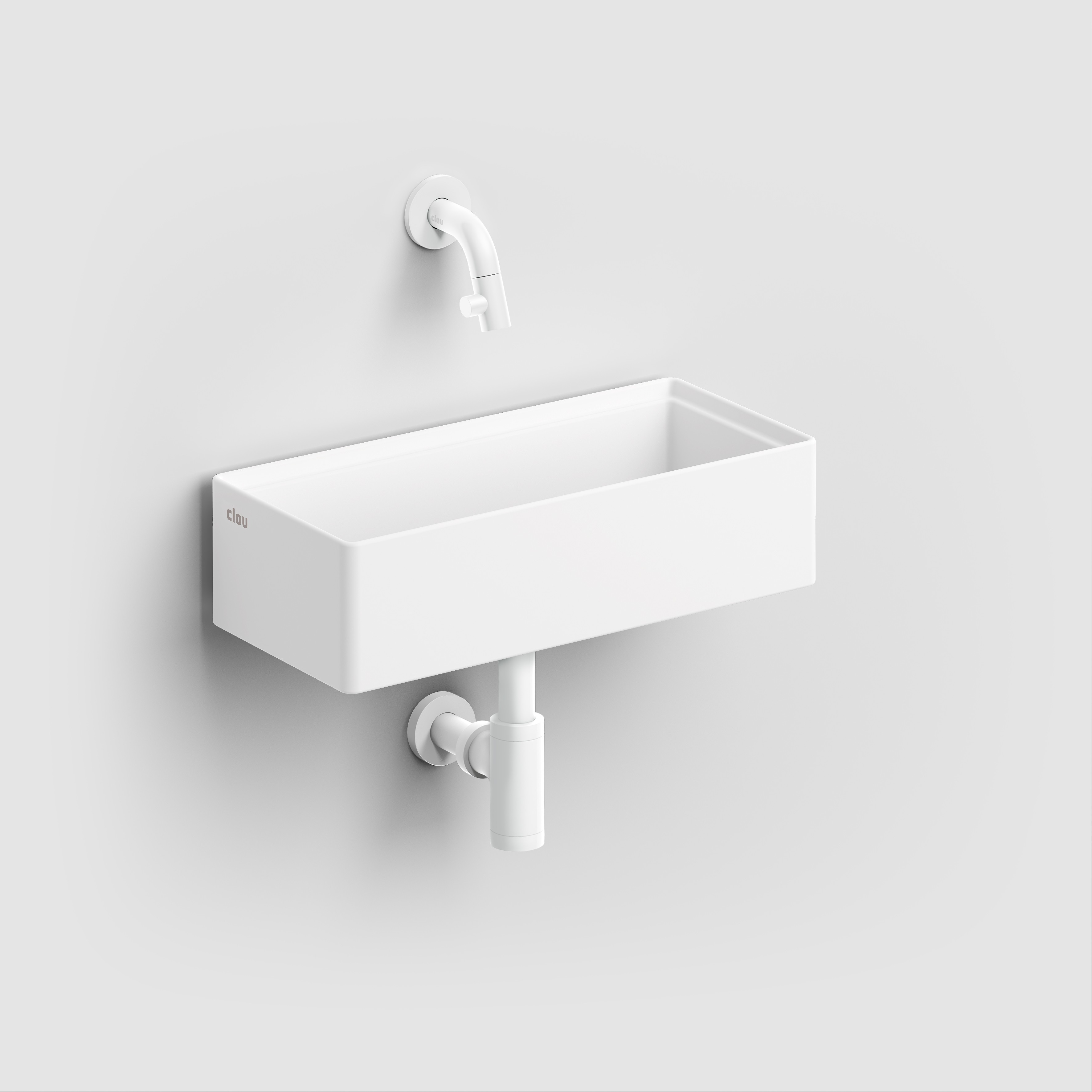 Clou New Flush umywalka 38x18 cm prostokątna ścienna-nablatowa biała CL/03.13431