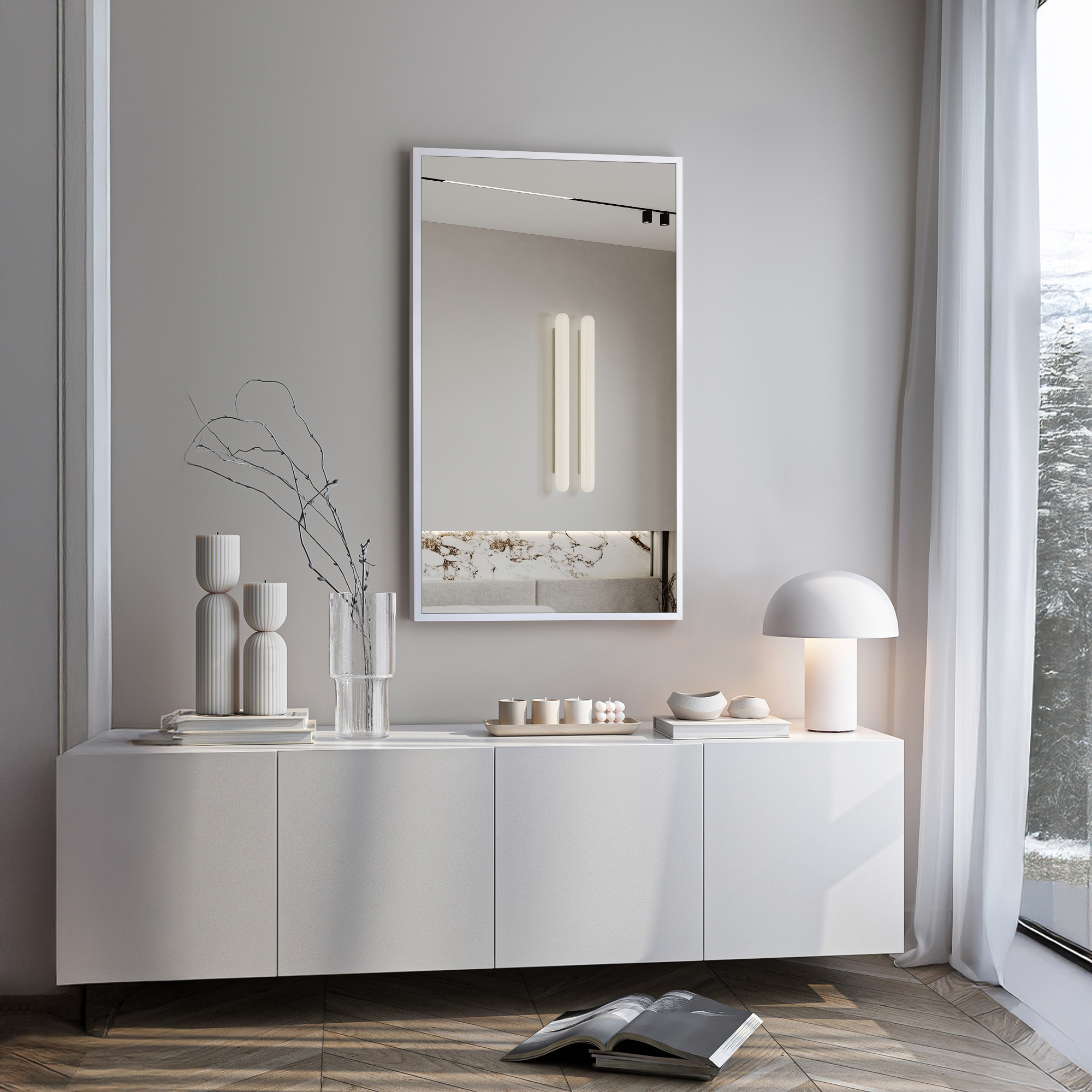 Ars Longa Linea lustro 173x63 cm prostokątne białe LINEA60170-BS