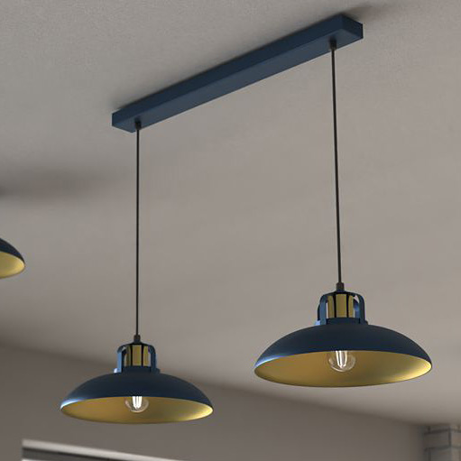Milagro Felix lampa wisząca 2x60W granatowy/złoty mat MLP7715