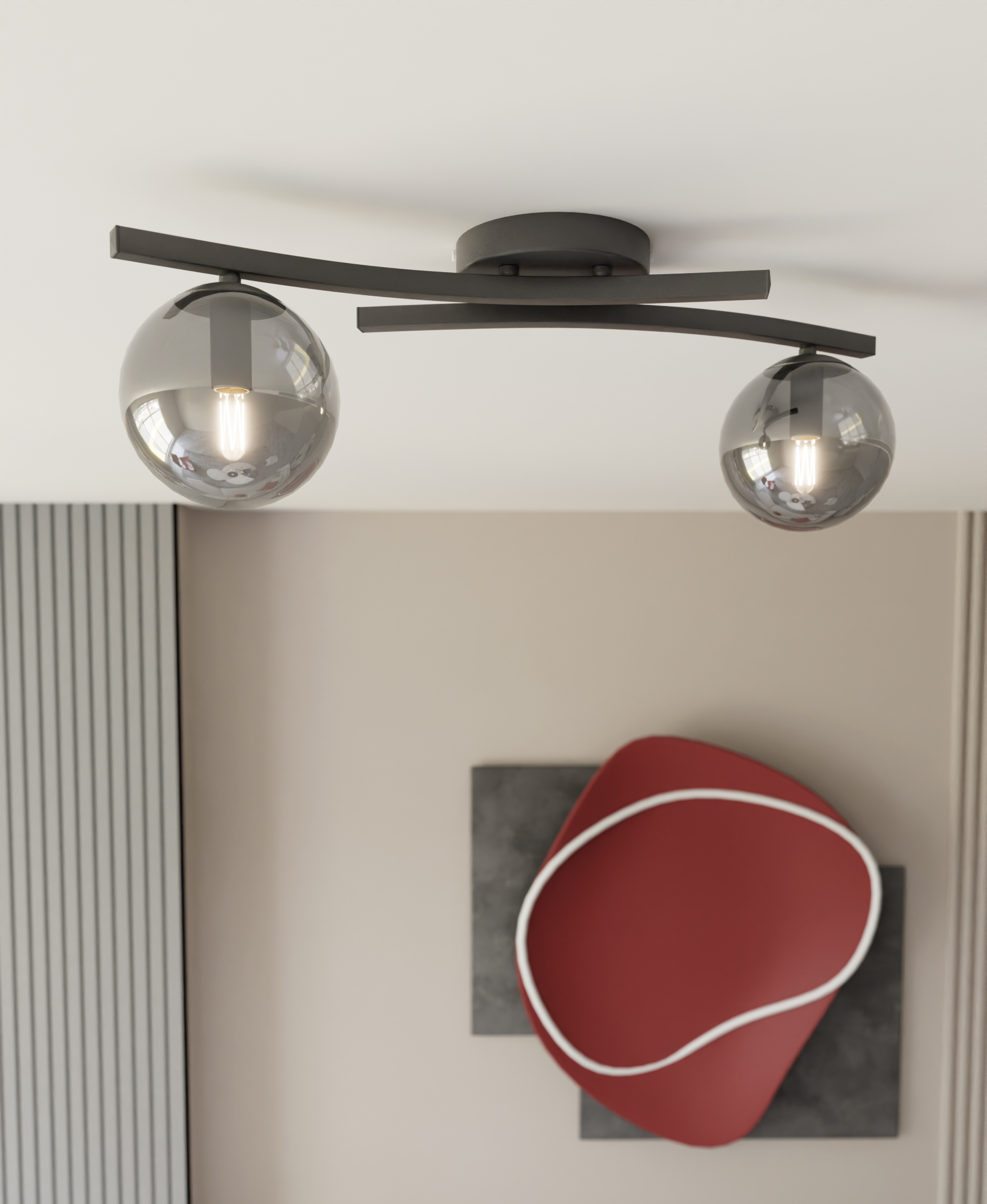 Emibig Opus lampa podsufitowa 2x10 W biała-grafitowa 1391/2